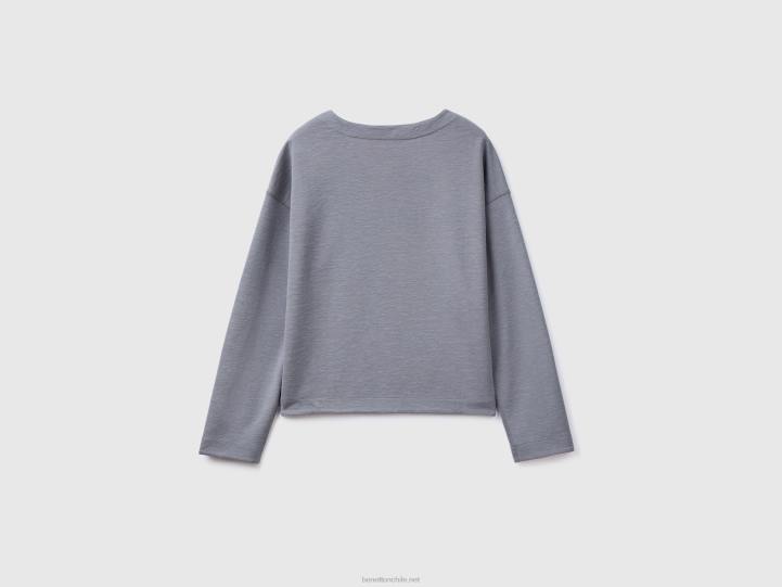 top fluido reversible NHBF920 gris mujer Benetton