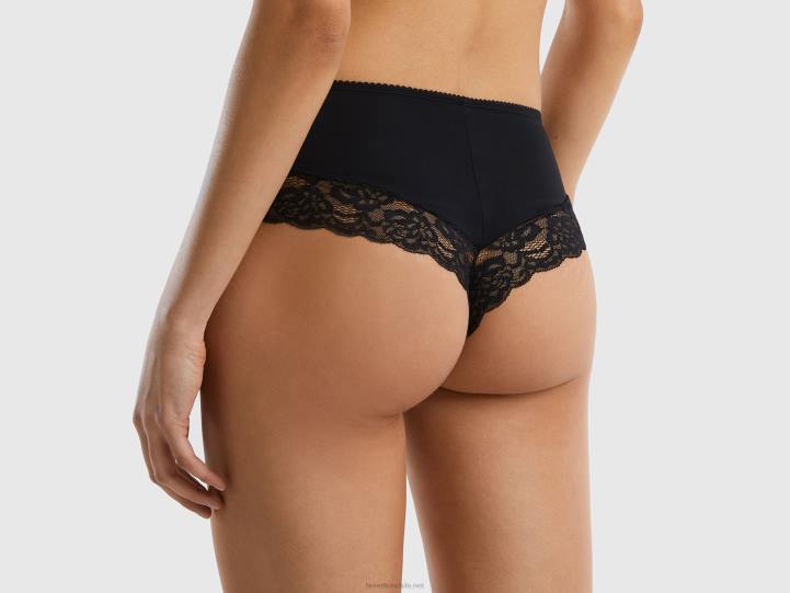ropa interior brasileña elástica con encaje NHBF1073 negro mujer Benetton