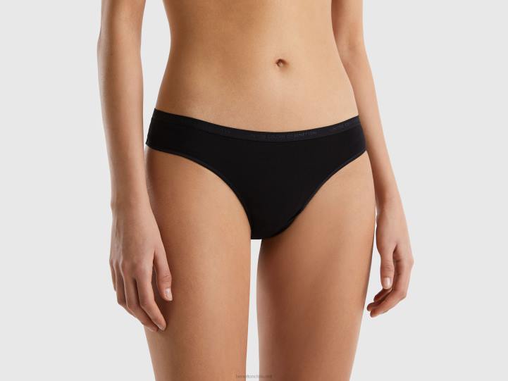 ropa interior brasileña en algodón orgánico elástico NHBF4338 negro mujer Benetton