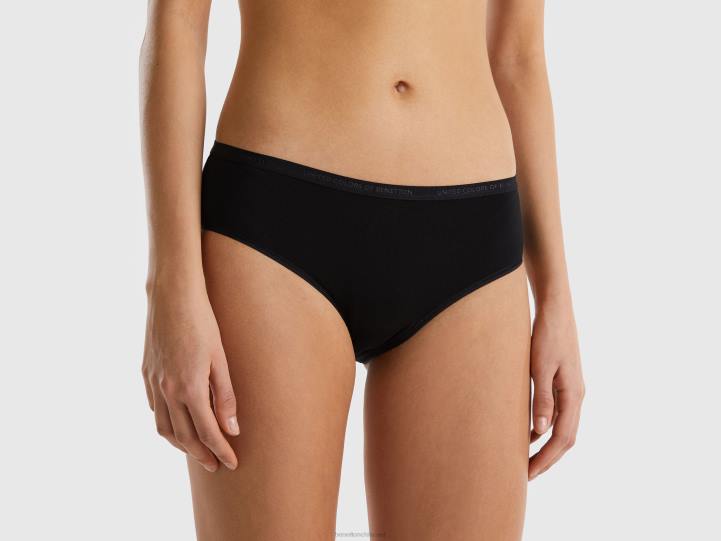 ropa interior de tiro alto en algodón orgánico elástico NHBF4329 negro mujer Benetton