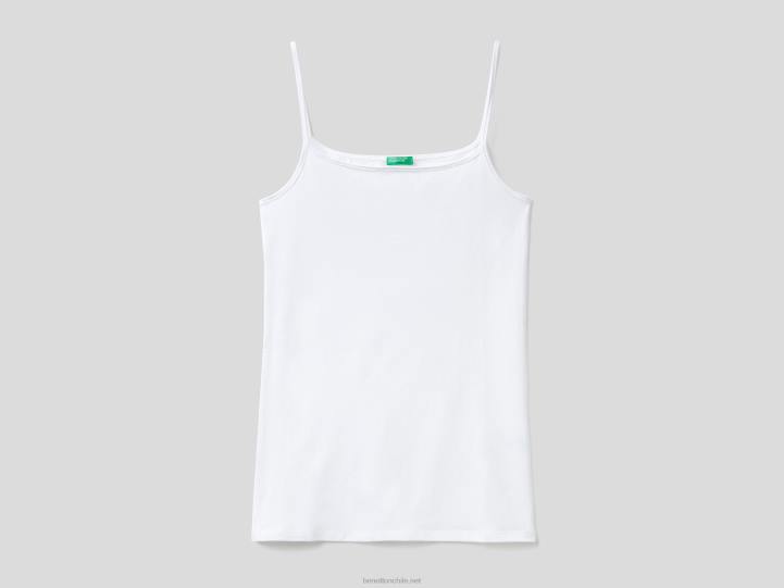 camiseta sin mangas de algodón orgánico elástico NHBF4318 blanco mujer Benetton