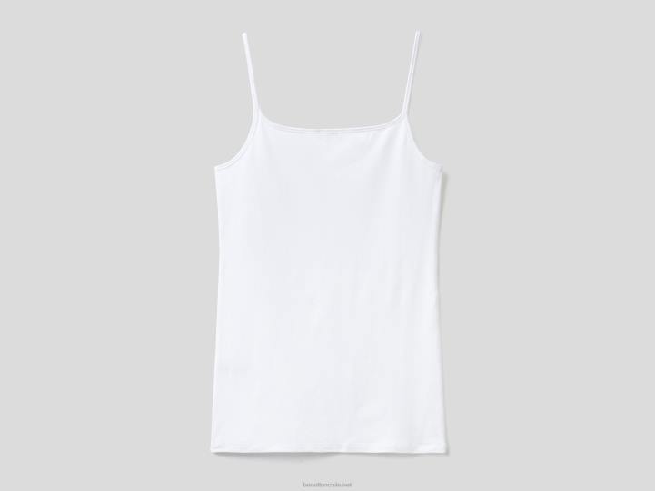 camiseta sin mangas de algodón orgánico elástico NHBF4318 blanco mujer Benetton