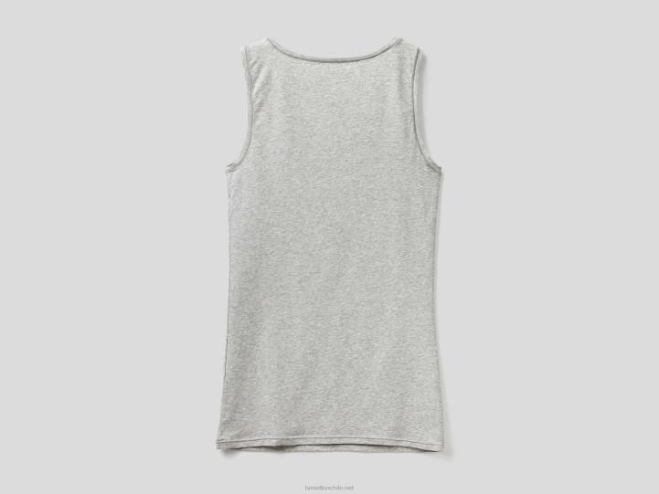 camiseta sin mangas de algodón orgánico superelástico NHBF1086 gris claro mujer Benetton