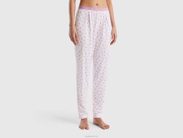 pantalones con corazones en cálida mezcla de algodón NHBF4256 rosa mujer Benetton