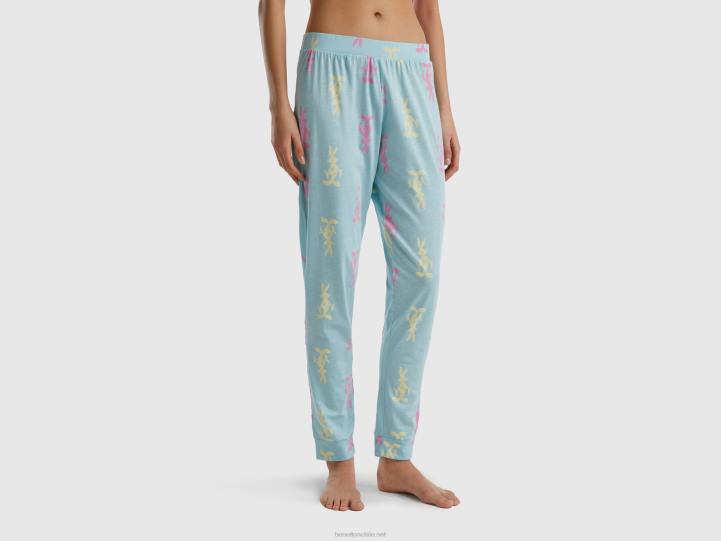 pantalones de bugs bunny NHBF966 azul claro mujer Benetton