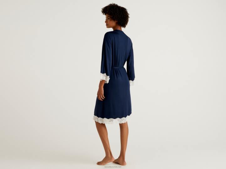 camisón con detalle de encaje NHBF1066 azul oscuro mujer Benetton