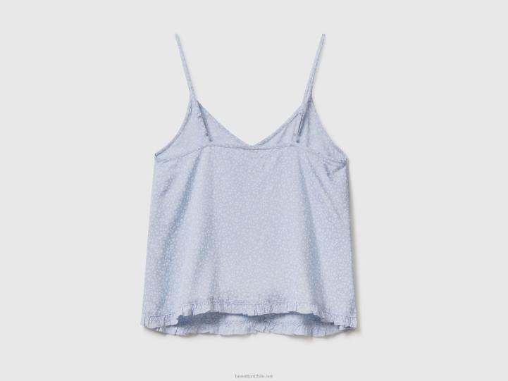 camiseta sin mangas floral en modal NHBF989 cielo azul mujer Benetton