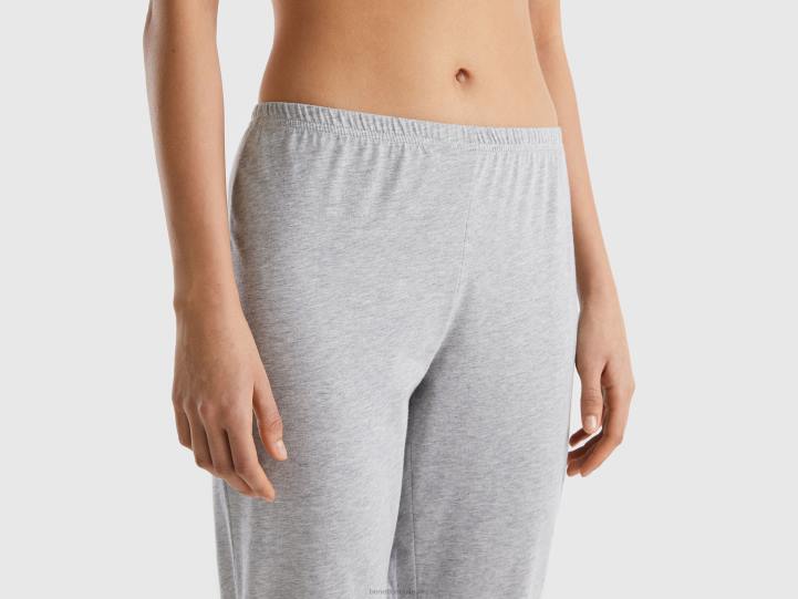 pijama de algodón de fibra larga NHBF4345 gris claro mujer Benetton