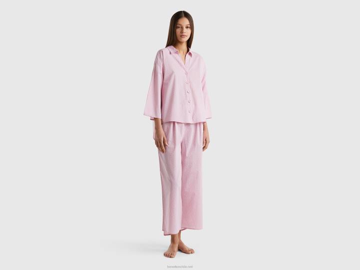 pijama de lunares de algodón NHBF960 lila mujer Benetton
