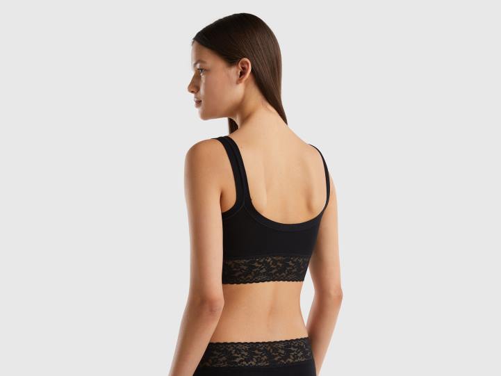 sujetador de algodón orgánico superelástico NHBF4348 negro mujer Benetton