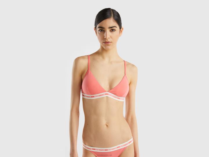 sujetador triangular de algodón orgánico NHBF4273 coral naranja mujer Benetton
