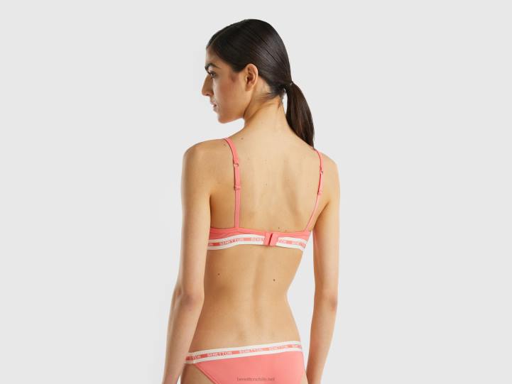 sujetador triangular de algodón orgánico NHBF4273 coral naranja mujer Benetton