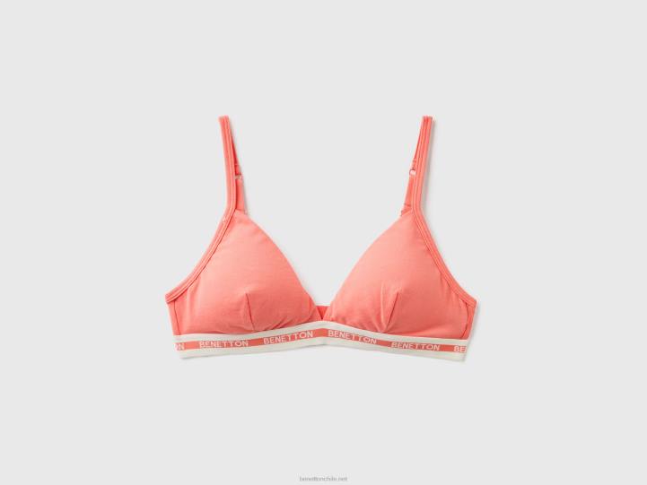 sujetador triangular de algodón orgánico NHBF4273 coral naranja mujer Benetton
