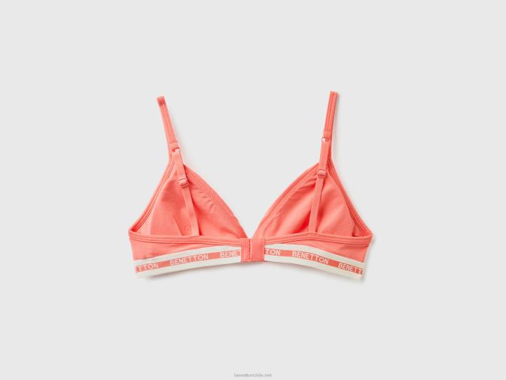 sujetador triangular de algodón orgánico NHBF4273 coral naranja mujer Benetton