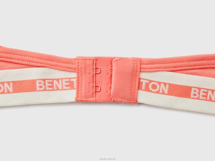 sujetador triangular de algodón orgánico NHBF4273 coral naranja mujer Benetton