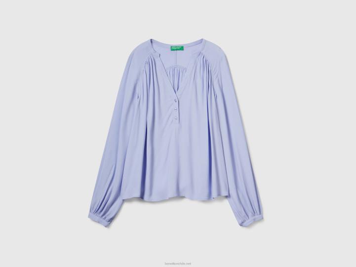 blusa manga larga 100% viscosa NHBF3996 lavanda mujer Benetton