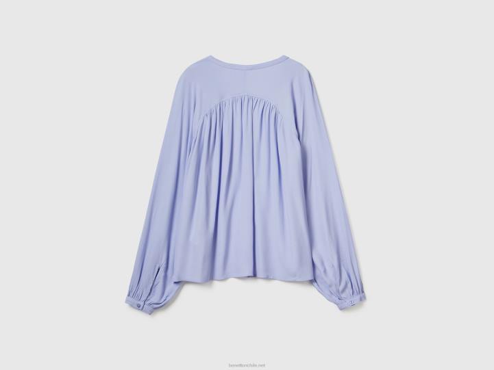 blusa manga larga 100% viscosa NHBF515 lavanda mujer Benetton