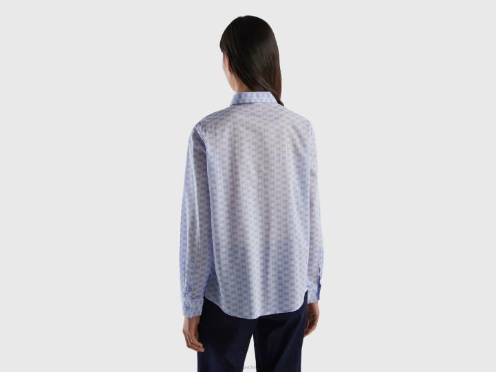 Camisa estampada 100% algodón NHBF3971 lavanda mujer Benetton