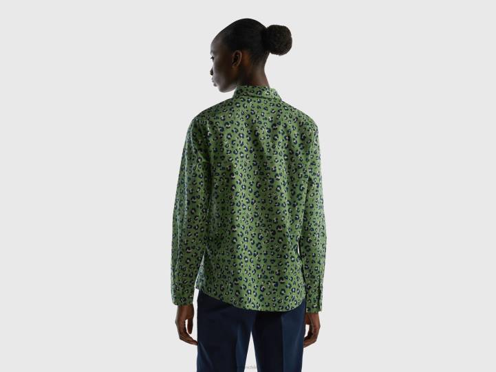 Camisa estampada 100% algodón NHBF500 verde mujer Benetton