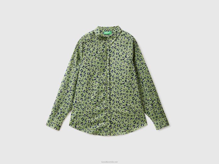 Camisa estampada 100% algodón NHBF500 verde mujer Benetton