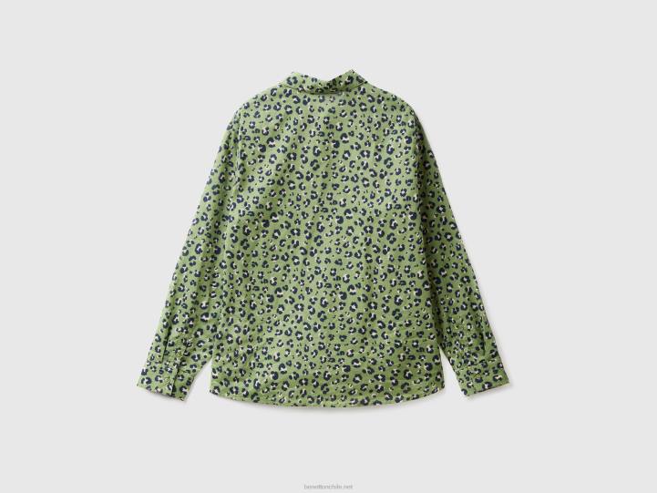 Camisa estampada 100% algodón NHBF500 verde mujer Benetton