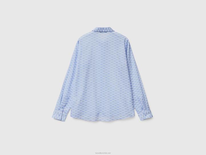 Camisa estampada 100% algodón NHBF508 lavanda mujer Benetton