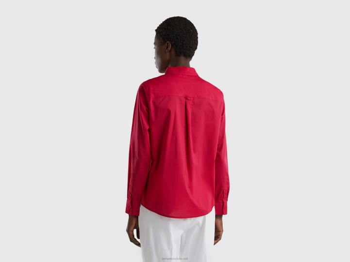 camisa de algodón ligero NHBF3990 fucsia mujer Benetton