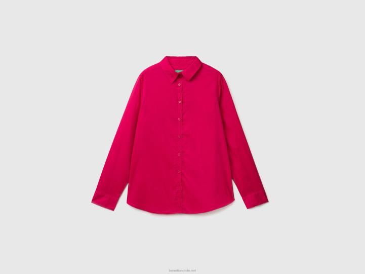 camisa de algodón ligero NHBF3990 fucsia mujer Benetton