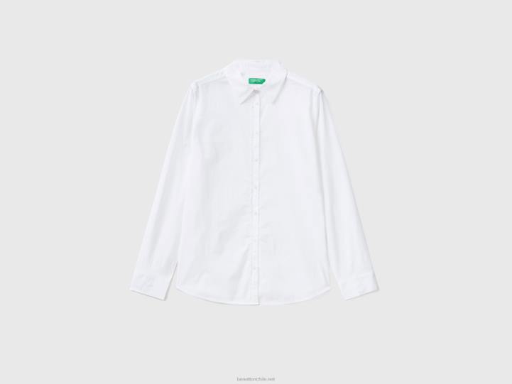 camisa de algodón ligero NHBF4005 blanco mujer Benetton