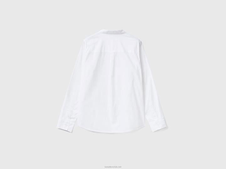 camisa de algodón ligero NHBF4005 blanco mujer Benetton