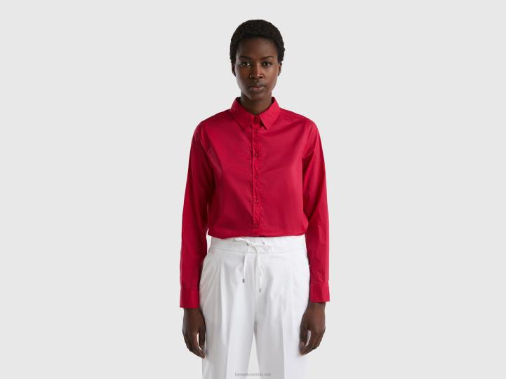 camisa de algodón ligero NHBF521 fucsia mujer Benetton