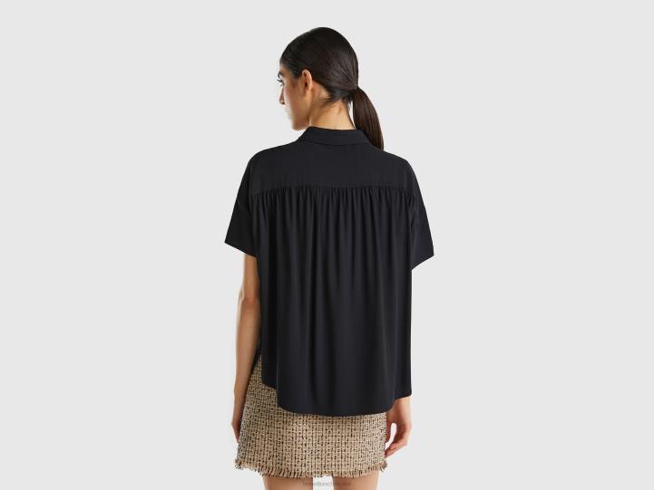 camisa fluida de viscosa sostenible NHBF3969 negro mujer Benetton