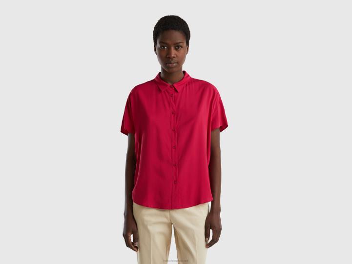 camisa fluida de viscosa sostenible NHBF3987 fucsia mujer Benetton
