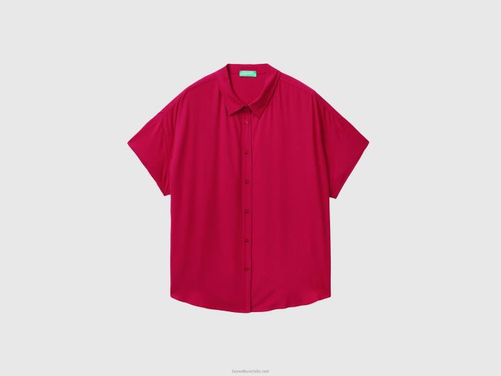 camisa fluida de viscosa sostenible NHBF3987 fucsia mujer Benetton