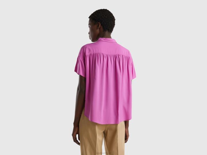camisa fluida de viscosa sostenible NHBF4001 rosa mujer Benetton