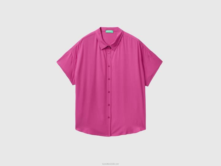 camisa fluida de viscosa sostenible NHBF4001 rosa mujer Benetton