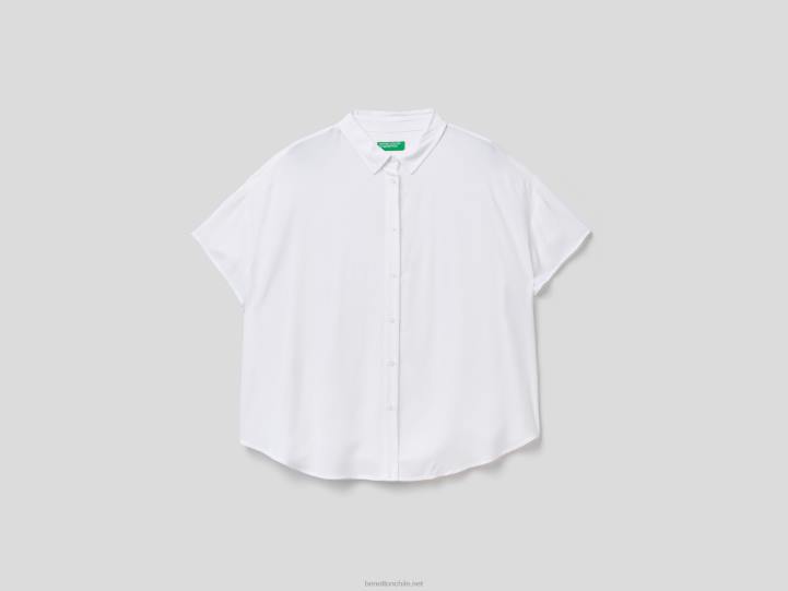 camisa fluida de viscosa sostenible NHBF4004 blanco mujer Benetton
