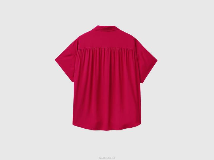 camisa fluida de viscosa sostenible NHBF518 fucsia mujer Benetton