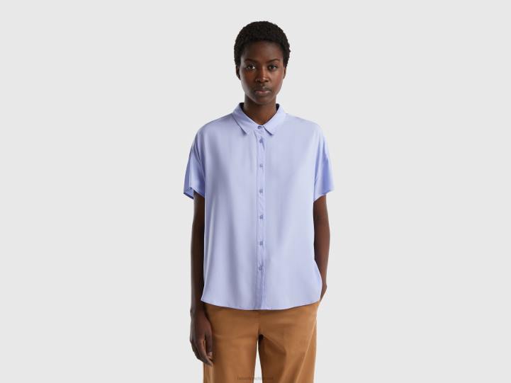 camisa fluida de viscosa sostenible NHBF519 lavanda mujer Benetton