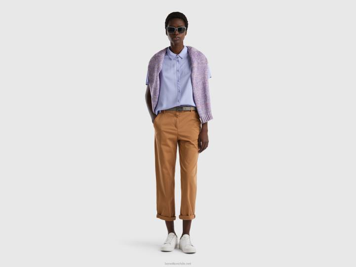 camisa fluida de viscosa sostenible NHBF519 lavanda mujer Benetton