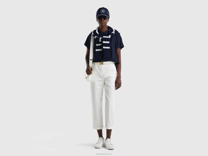 camisa fluida de viscosa sostenible NHBF520 azul oscuro mujer Benetton