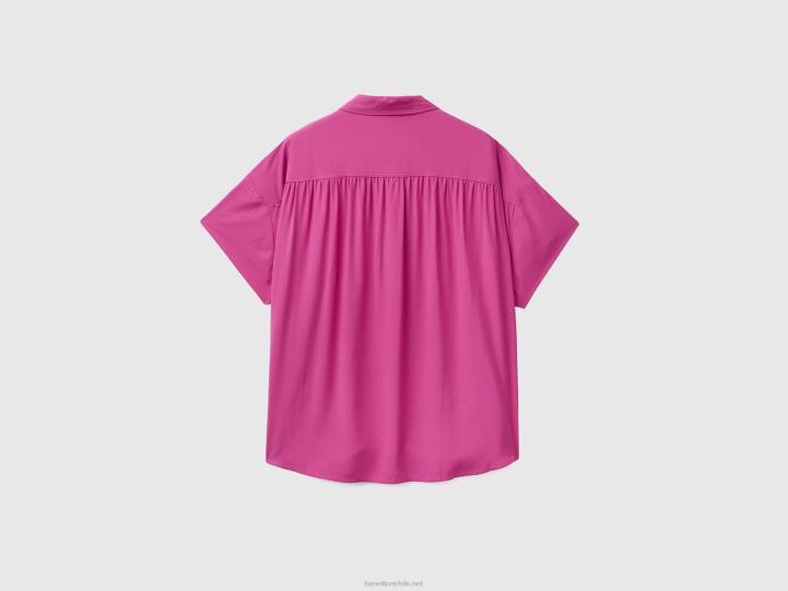 camisa fluida de viscosa sostenible NHBF526 rosa mujer Benetton