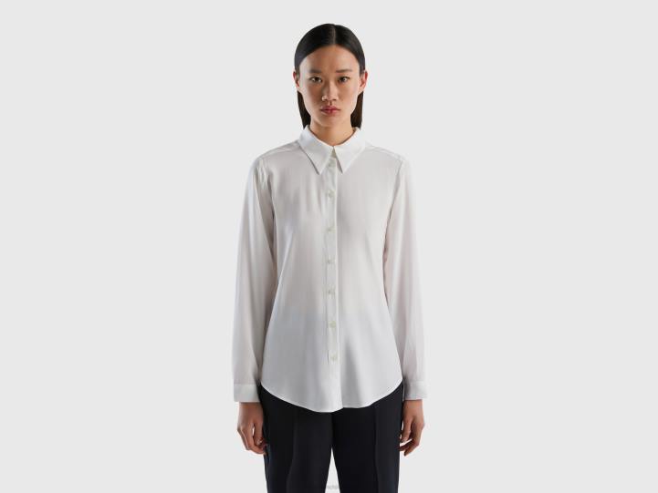 camisa regular fit de viscosa sostenible NHBF3961 blanco mujer Benetton
