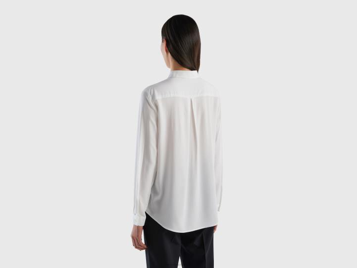 camisa regular fit de viscosa sostenible NHBF507 blanco mujer Benetton