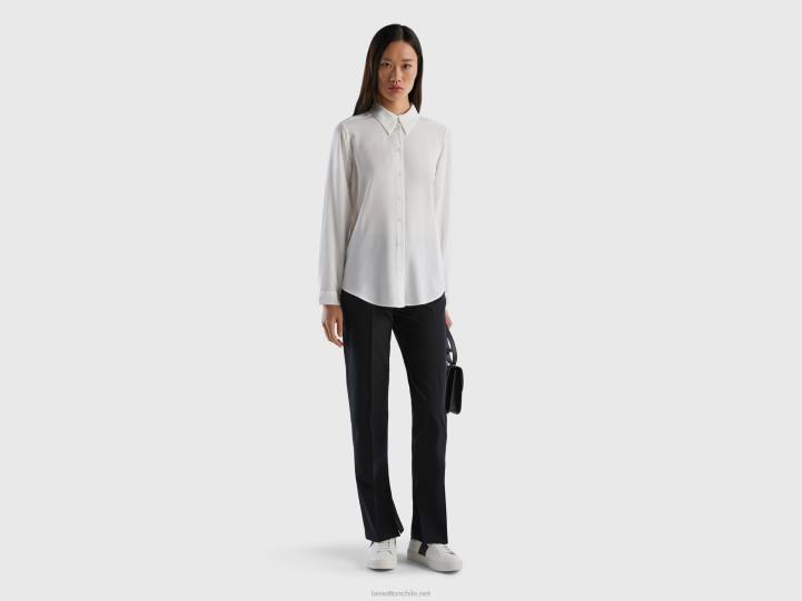 camisa regular fit de viscosa sostenible NHBF507 blanco mujer Benetton