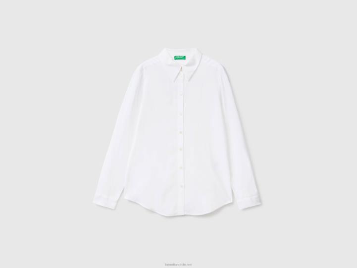 camisa regular fit de viscosa sostenible NHBF507 blanco mujer Benetton