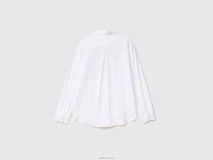 camisa regular fit de viscosa sostenible NHBF507 blanco mujer Benetton