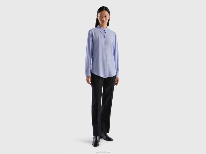 camisa regular fit de viscosa sostenible NHBF523 lavanda mujer Benetton