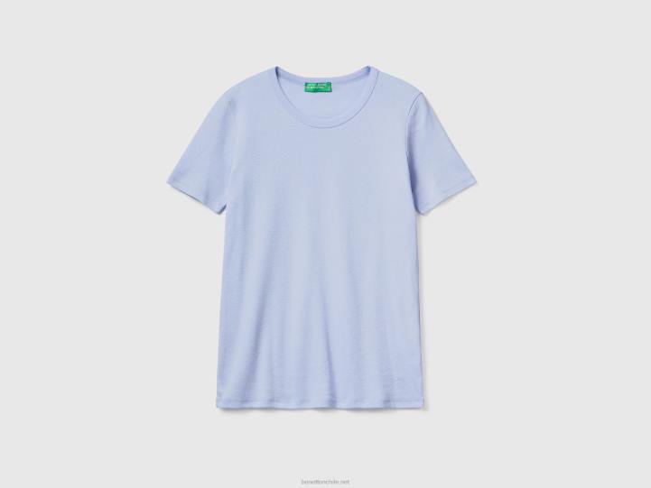 camiseta de algodón de fibra larga NHBF3830 lavanda mujer Benetton