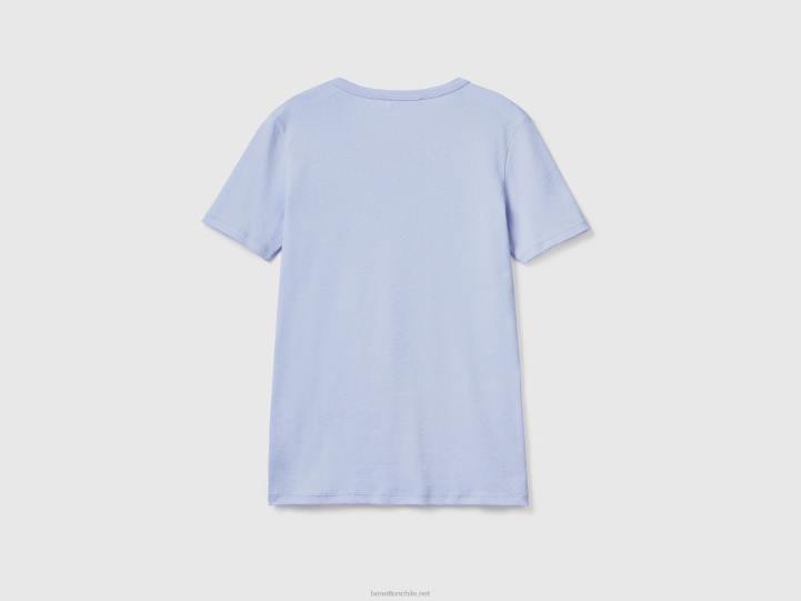 camiseta de algodón de fibra larga NHBF3830 lavanda mujer Benetton